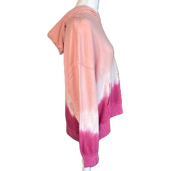 Wildfox Women’s Pink Tie Dye Terry Pullover Hooded Sweatshirt Hoodie NWT Large - Picture 2 of 11